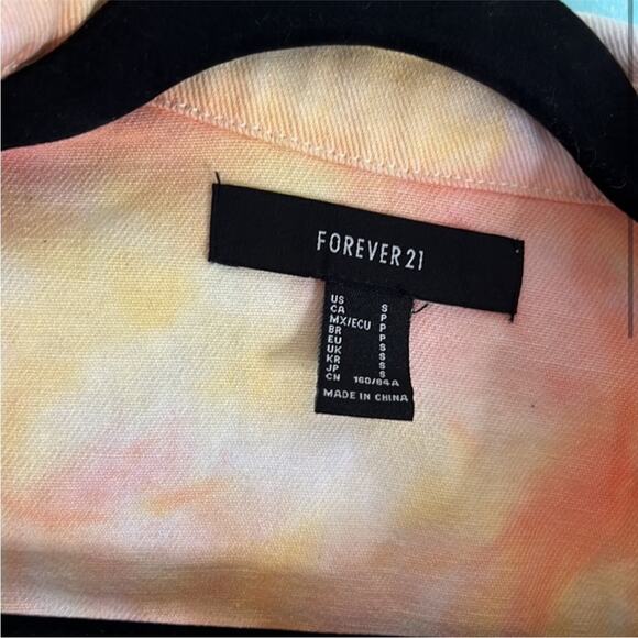 F21 Forever 21 Colorful Cropped Denim Tie Dye Jacket - Picture 6 of 15